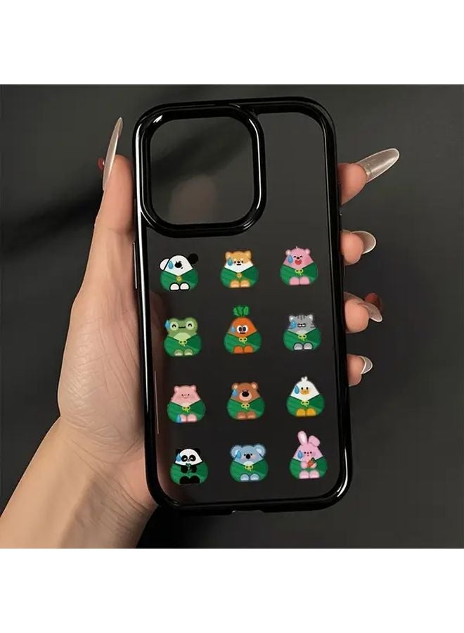 Animal Zongzi Acrylic Transparent Anti Drop Phone Case Black Edge Compatible with iPhone 14 Plus - Image 4